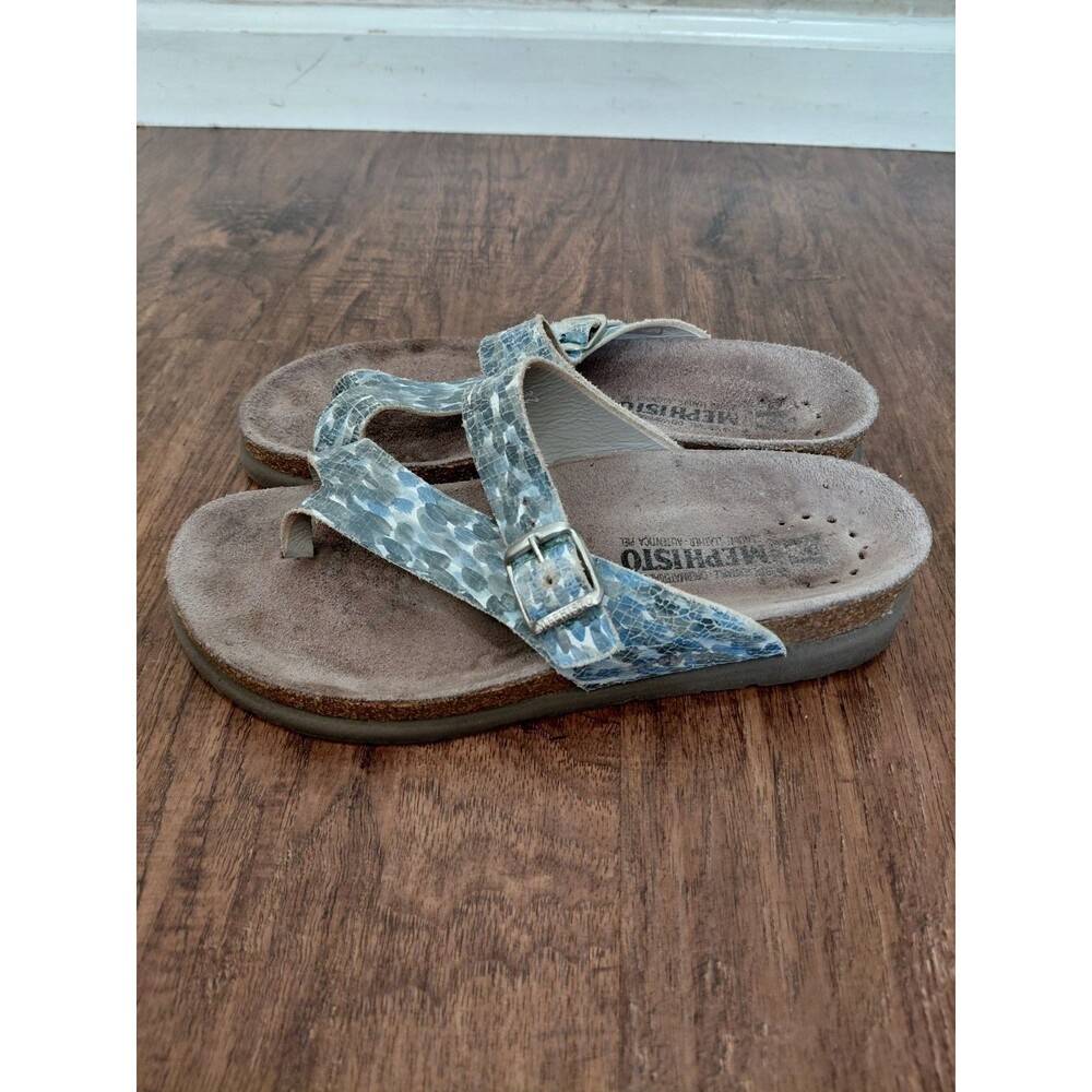 Mephisto Women's Helen Open Toe Sandal Size 37EU 7US Green Blue
